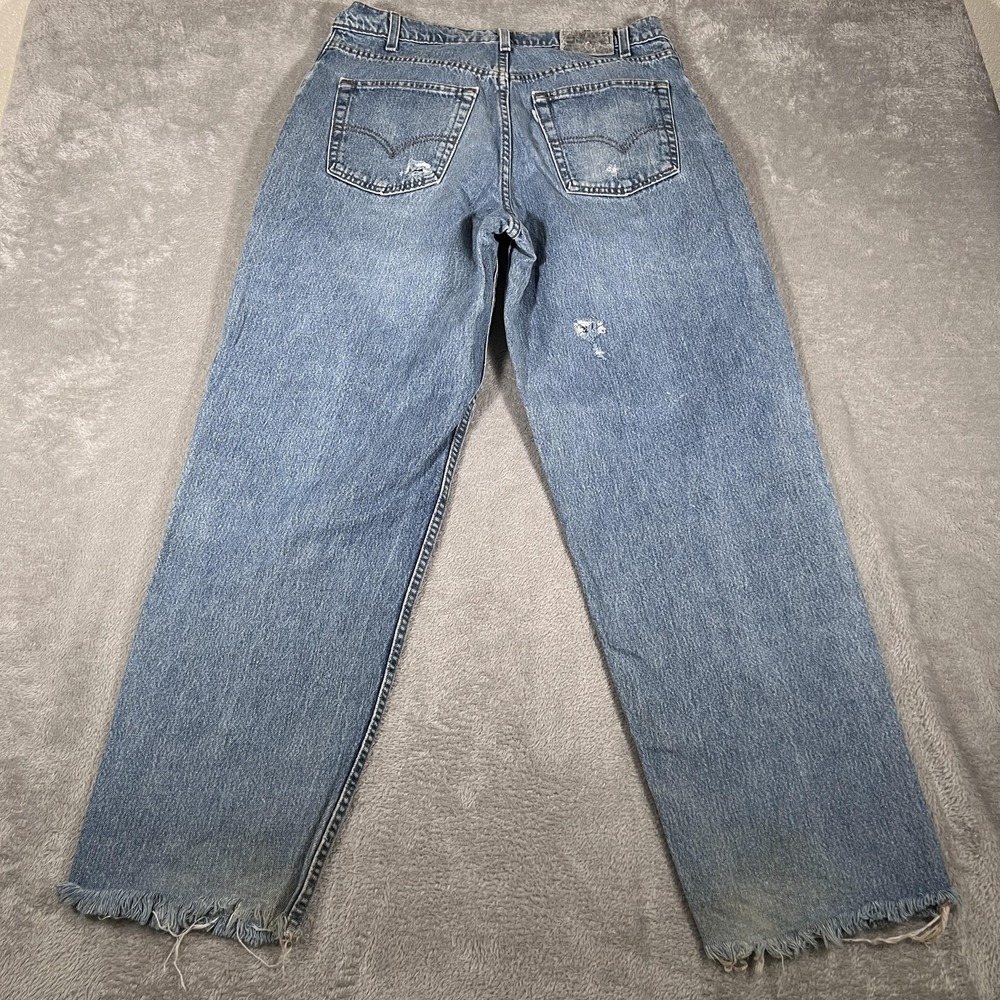 Vintage Levis SilverTab Loose Jeans Mens 34x31 Blue Distressed Frayed Hem 90s - Picture 2 of 12